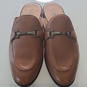 Topman Brown Leather Slip-On Bit Loafers